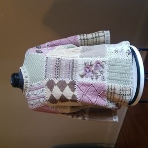 Vintage 90s cottagecore patchwork oversized sweater